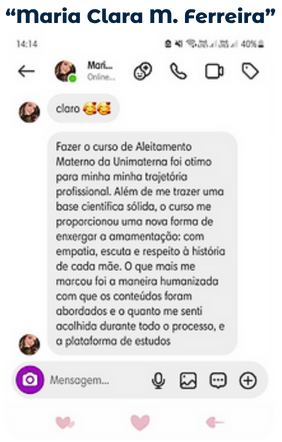 depoimento FCA1 – 2 Depoimento 2 Formação em Consultoria de Amamentação Práticas Essenciais Unimaterna